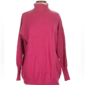 Kittenish Stretchy Oversized Pink Turtleneck Sweater